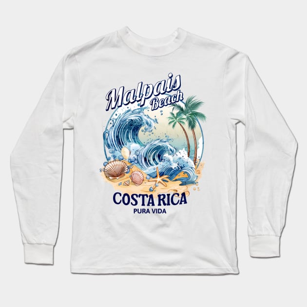 Malpais Beach - Costa Rica 🏖️ Long Sleeve T-Shirt by Costa Rica Designs